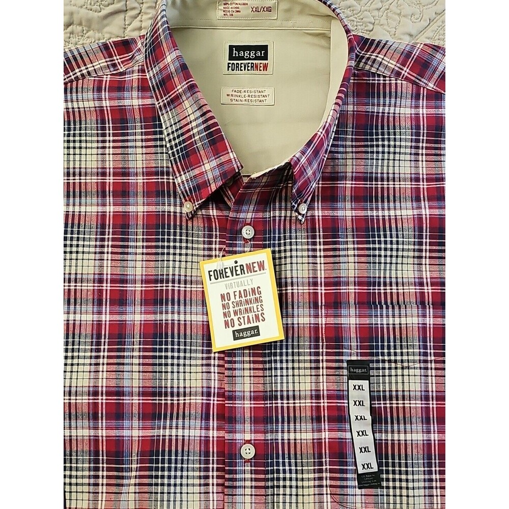 NEW WITH TAGS!!! Haggar Forever 100% Cotton Long Sleeve Men's  2 XL - Picture 2 of 7